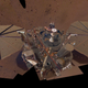 A selfie taken by InSight in early 2019 shows that dust was already settling on the solar arrays.